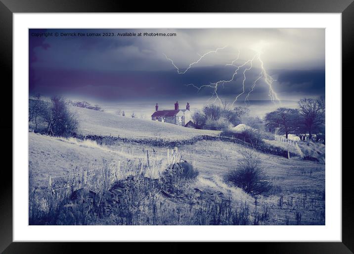 Lightning storm over birtle Framed Mounted Print by Derrick Fox Lomax