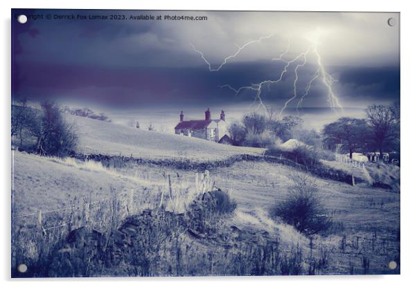 Lightning storm over birtle Acrylic by Derrick Fox Lomax