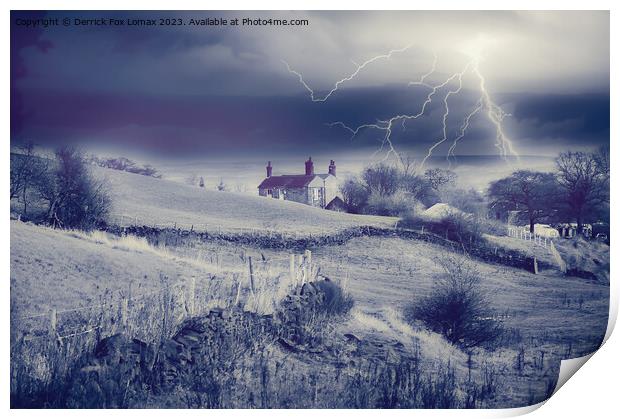 Lightning storm over birtle Print by Derrick Fox Lomax
