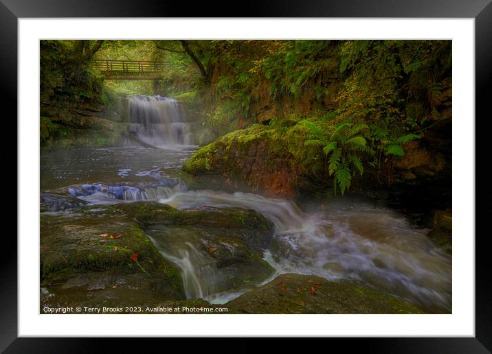 Sychryd Waterfall Fairy Glen Pontneddfechan Framed Mounted Print by Terry Brooks