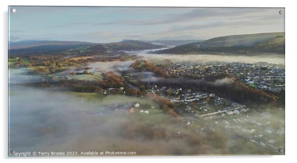 Ystradgynalais, Swansea Valley in the misty fog Acrylic by Terry Brooks