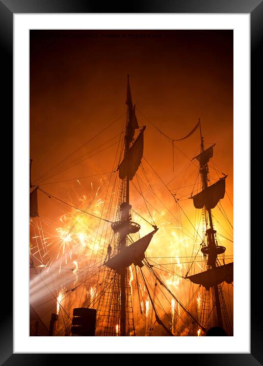 Enchanting Tall Ships Fireworks Display Framed Mounted Print by Jim Jones