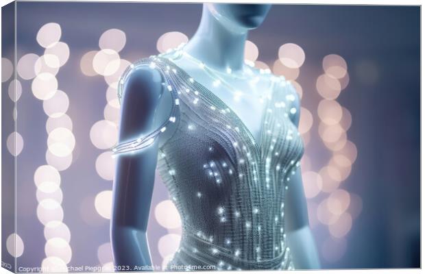 An Elegant Dress Made of Fibre Optic Cables on a Mannequin creat Canvas Print by Michael Piepgras