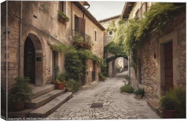 An old street in an idyllic Italian village created with generat Canvas Print by Michael Piepgras