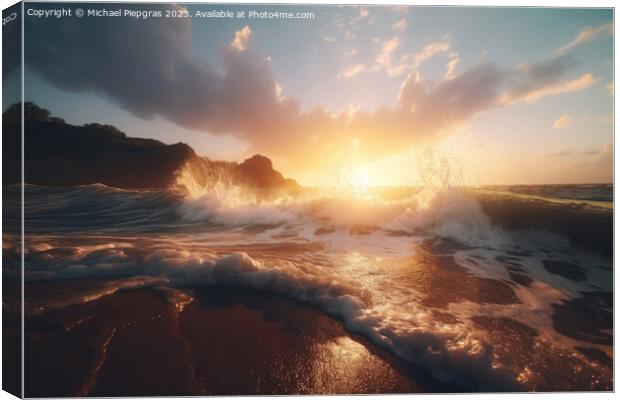 Dream beach at sunset in a tropical paradise created with genera Canvas Print by Michael Piepgras