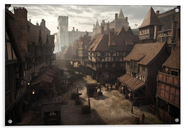 Medieval London dirty look created with generative AI technology Acrylic by Michael Piepgras