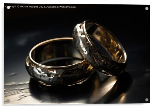 Two wedding rings made of liquid mercury created with generative Acrylic by Michael Piepgras