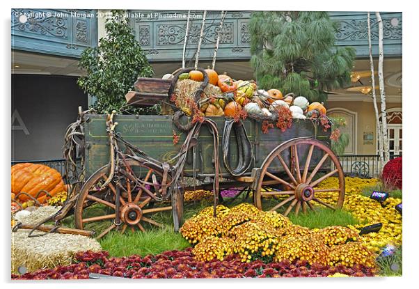 Wagon of pumpkins. Acrylic by John Morgan