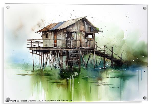 Fishing Hut Acrylic by Robert Deering
