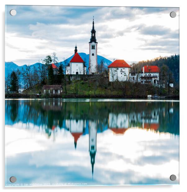 Lake Bled and the Island church Acrylic by Ian Middleton