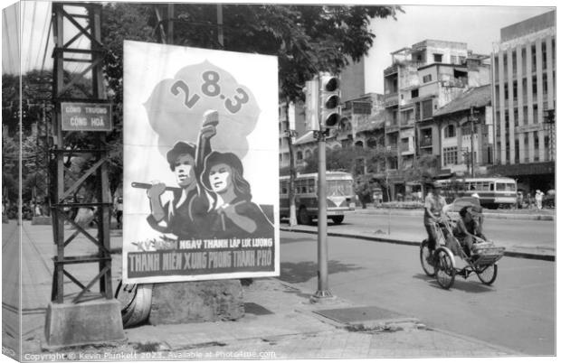 A city street in Saigon, Ho Chi Minh City Vietnam. 1991 Canvas Print by Kevin Plunkett
