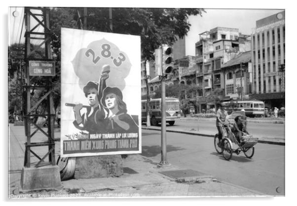 A city street in Saigon, Ho Chi Minh City Vietnam. 1991 Acrylic by Kevin Plunkett