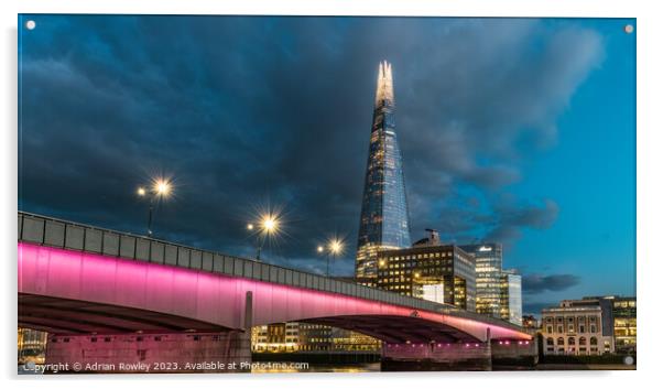 The Shard & London Bridge at blue hour Acrylic by Adrian Rowley
