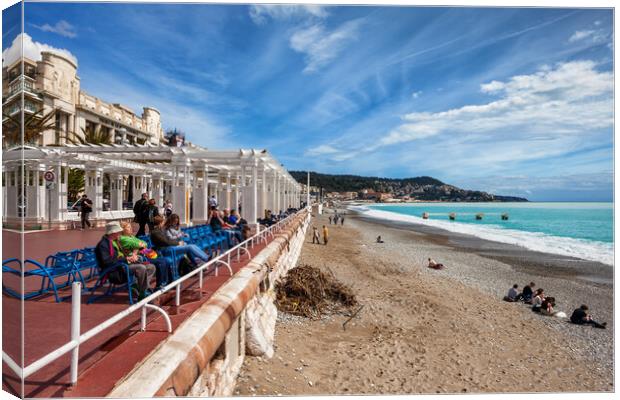 Beach and Promenade des Anglais in City of Nice Canvas Print by Artur Bogacki