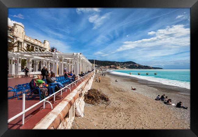 Beach and Promenade des Anglais in City of Nice Framed Print by Artur Bogacki