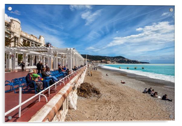 Beach and Promenade des Anglais in City of Nice Acrylic by Artur Bogacki