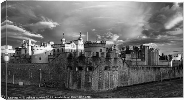The Tower of London monochrome after the storm Canvas Print by Adrian Rowley