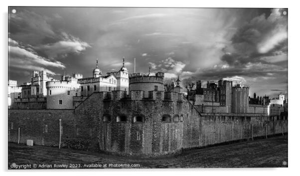 The Tower of London monochrome after the storm Acrylic by Adrian Rowley