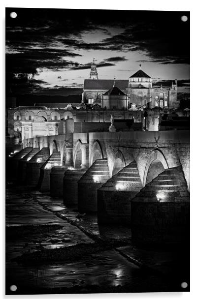 Mezquita And Roman Bridge In Cordoba, Spain Acrylic by Artur Bogacki