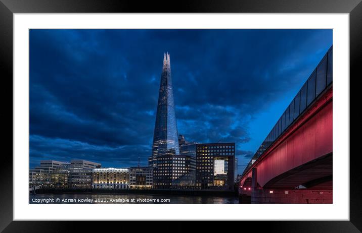 The Shard & London Bridge at blue hour Framed Mounted Print by Adrian Rowley