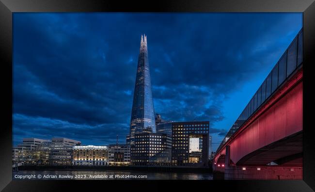 The Shard & London Bridge at blue hour Framed Print by Adrian Rowley