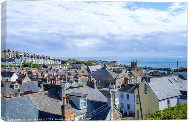 Rooftops of St Ives Canvas Print by Darrell Evans