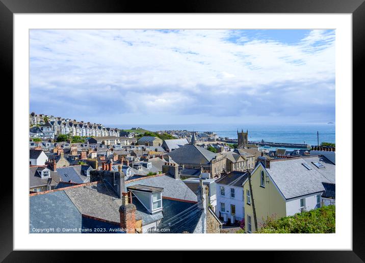 Rooftops of St Ives Framed Mounted Print by Darrell Evans