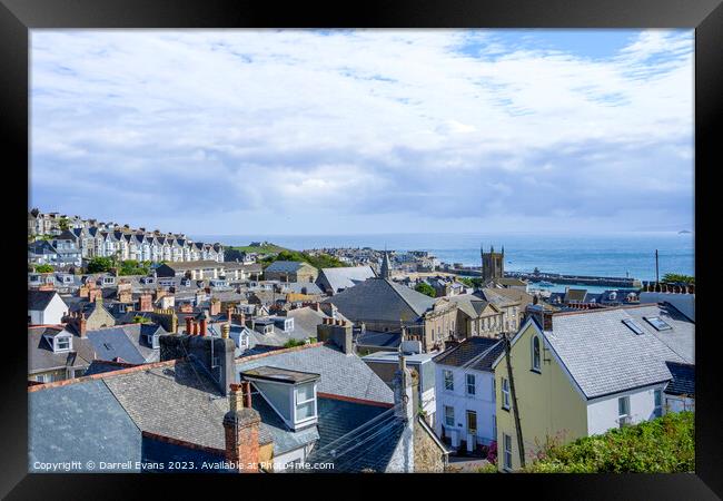 Rooftops of St Ives Framed Print by Darrell Evans