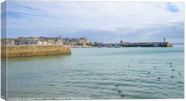 View of St Ives harbour Canvas Print by Darrell Evans