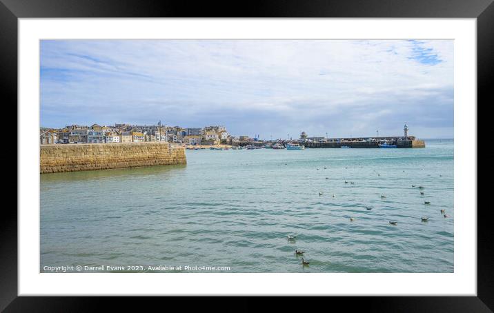 View of St Ives harbour Framed Mounted Print by Darrell Evans