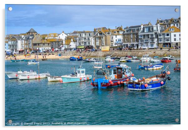 Boats at St Ives Acrylic by Darrell Evans