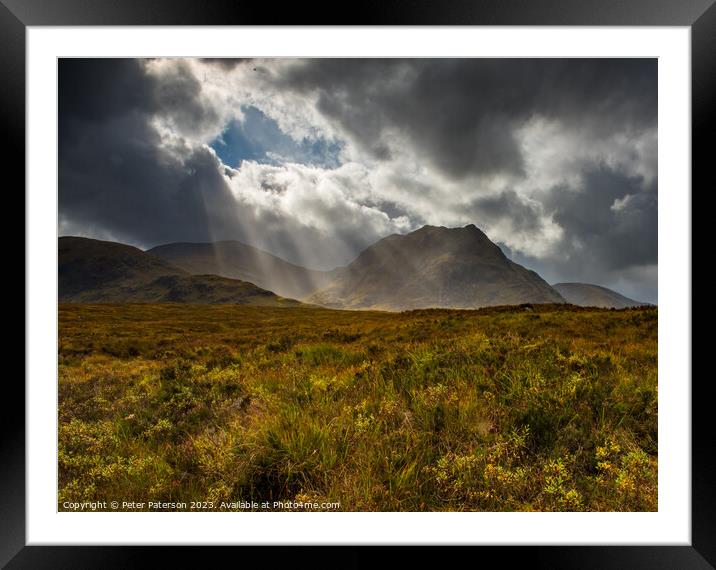Sunburst over Rannoch Moor Framed Mounted Print by Peter Paterson