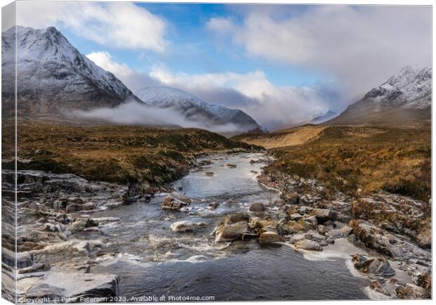 View looking towards Glen Etive Canvas Print by Peter Paterson