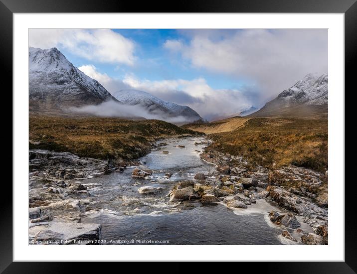 View looking towards Glen Etive Framed Mounted Print by Peter Paterson