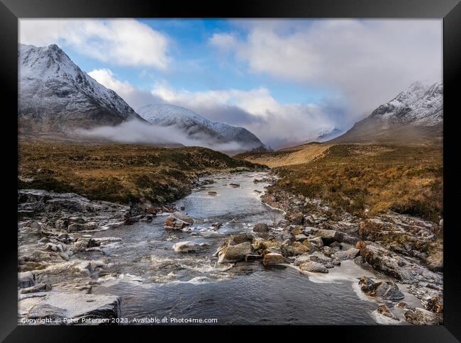 View looking towards Glen Etive Framed Print by Peter Paterson
