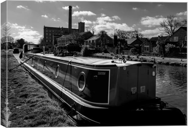 Canal barges on the Leeds to Liverpool Canal Canvas Print by David French