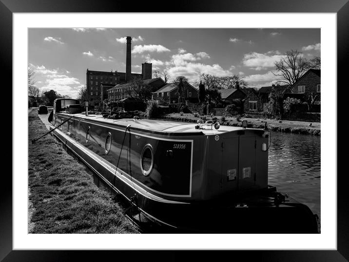 Canal barges on the Leeds to Liverpool Canal Framed Mounted Print by David French