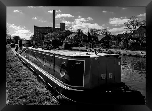 Canal barges on the Leeds to Liverpool Canal Framed Print by David French