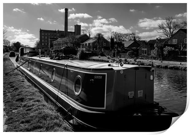 Canal barges on the Leeds to Liverpool Canal Print by David French