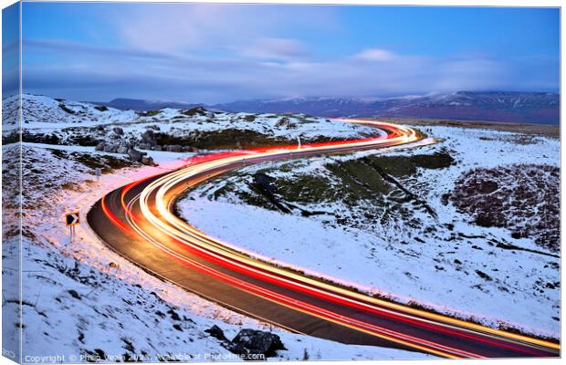 Llangynidr Moors winter night driving Canvas Print by Philip Veale