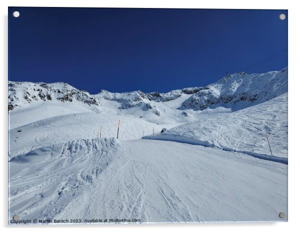 Black ski-slope Andermatt  Acrylic by Martin Baroch