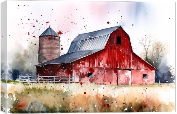 Red Barn and Silo Canvas Print by Robert Deering