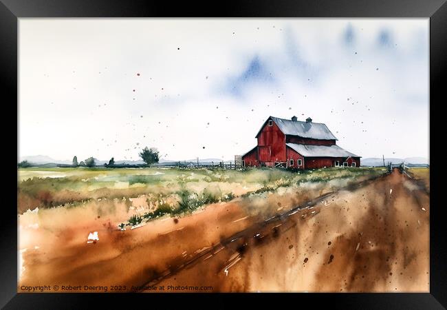 Red Barn By The Track Framed Print by Robert Deering