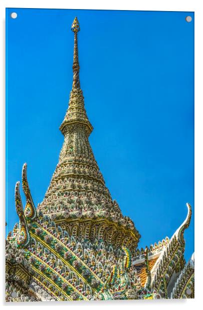 Porcelain Stupa Pagoda Grand Palace Bangkok Thailand Acrylic by William Perry