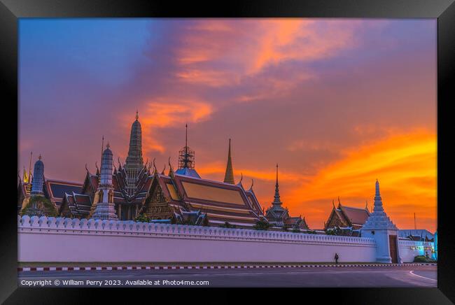 Sunset Gate Temple Emerald Buddha Grand Palace Bangkok Thailand Framed Print by William Perry