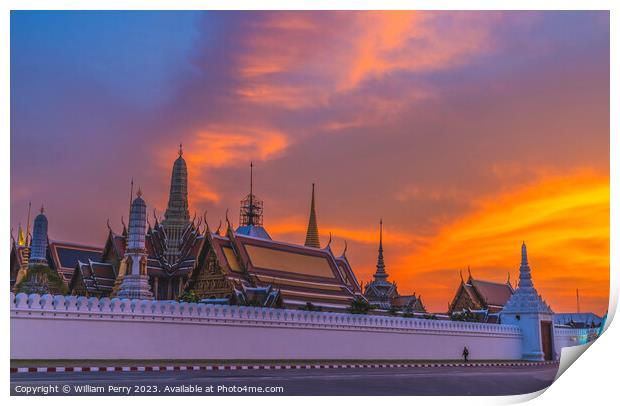 Sunset Gate Temple Emerald Buddha Grand Palace Bangkok Thailand Print by William Perry