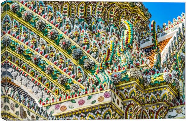 Porcelain Closeup Stupa Pagoda Grand Palace Bangkok Thailand Canvas Print by William Perry