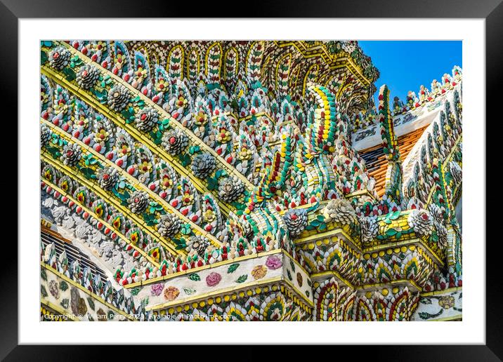 Porcelain Closeup Stupa Pagoda Grand Palace Bangkok Thailand Framed Mounted Print by William Perry