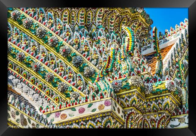 Porcelain Closeup Stupa Pagoda Grand Palace Bangkok Thailand Framed Print by William Perry