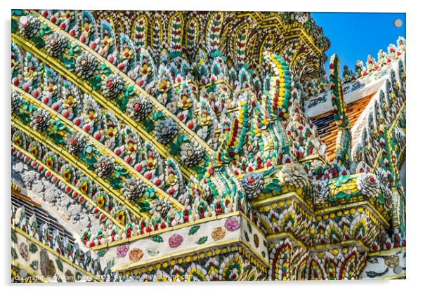 Porcelain Closeup Stupa Pagoda Grand Palace Bangkok Thailand Acrylic by William Perry